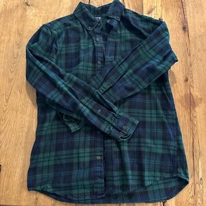 Lands’ End long sleeve flannel button-down plaid traditional fit
